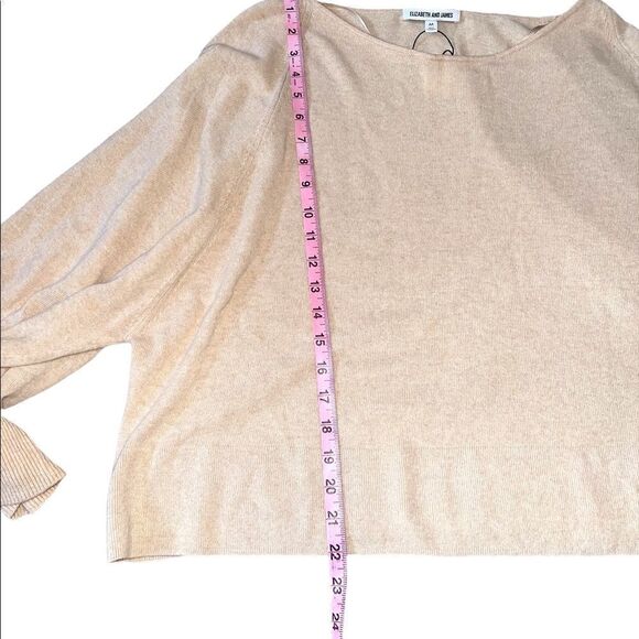 Elizabeth & James Freja Wool-Blend Flutter-Sleeve Sweater in Champagne - Picture 10 of 15